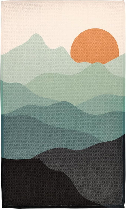 Modern Style Premium Kitchen Tea Towel Super Absorbent Fast Drying Microfiber Sunset Hills