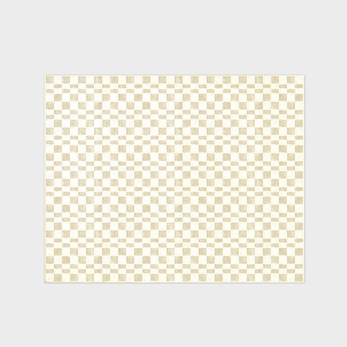 EVERGRACE Checkered Plaid Area Rug, Soft Faux Wool, 8x10, Washable, Anti Slip, Large Carpet for Entryway, Bedroom, Living Room, Hallway, Kitchen, Dining Room, Laundry, Beige