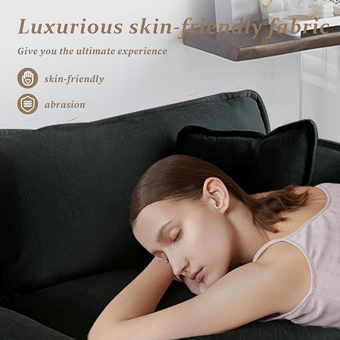 SoarFlash Chenille Sectional Sofa, Comfy Modular Loveseat Sofa, Modern 2-Seat Couch Deep Seat Sofa Set for Living Room,Black