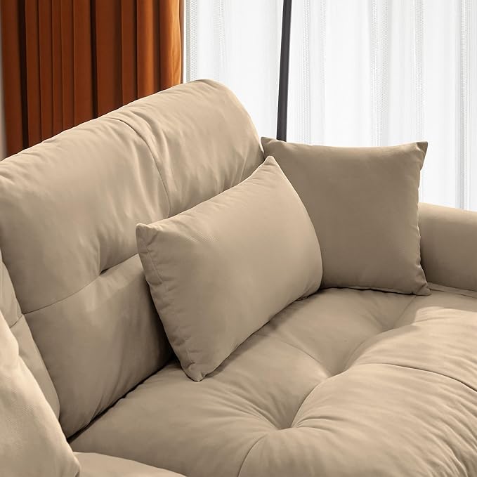 SoarFlash Velvet Sectional Middle Position Sofa, Brown