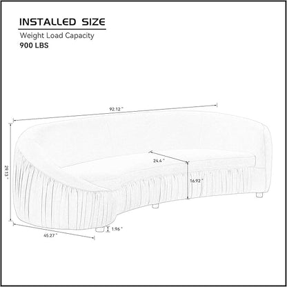 KEIKI 92" Oversized Curved Shaped Upholstered Modular Sectional Sofa, Modern 4-Seater Couch with Seat Cushions and Ergonomic Backrest, No Assembly Required, for Apartment, Living Room, Orange