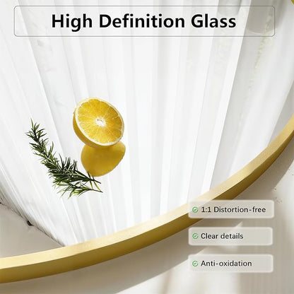 Oversized Full Body Mirror 35x78 inch Arched Full Length Mirror with Stand Aluminum Wall Mounted Hanging or Leaning Standing Mirrors,Gold