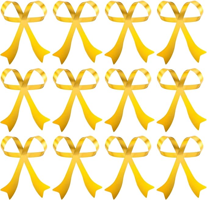 12 Pcs Christmas Metal Bow Ornaments Gold Christmas Tree Hanging Ornaments Bow Tree Topper Gold Bow Decoration for Christmas Tree Garland Wreath Indoor Outdoor Decor