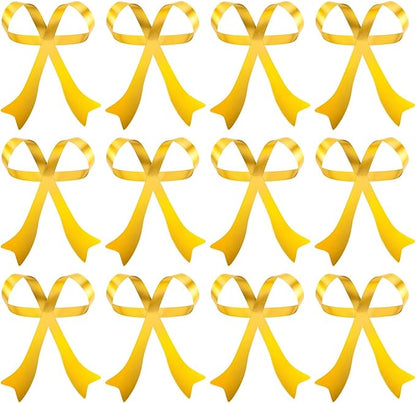 12 Pcs Christmas Metal Bow Ornaments Gold Christmas Tree Hanging Ornaments Bow Tree Topper Gold Bow Decoration for Christmas Tree Garland Wreath Indoor Outdoor Decor