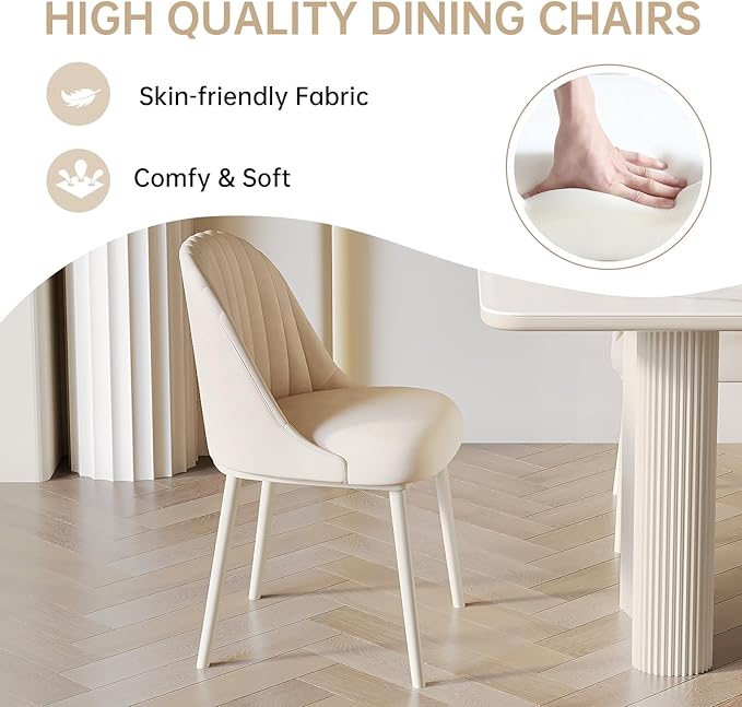 3-Piece Round Dining Room Table Set for 2-4 People,Small Space,Modern Kitchen Table Set with 2 Cushion Chairs Coffee Table Balcony,White