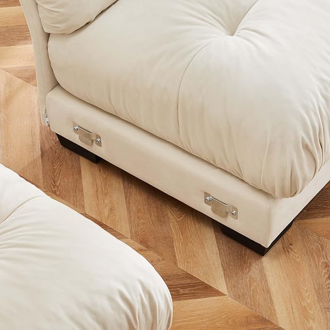 SoarFlash Velvet Sectional Middle Position Sofa, Beige