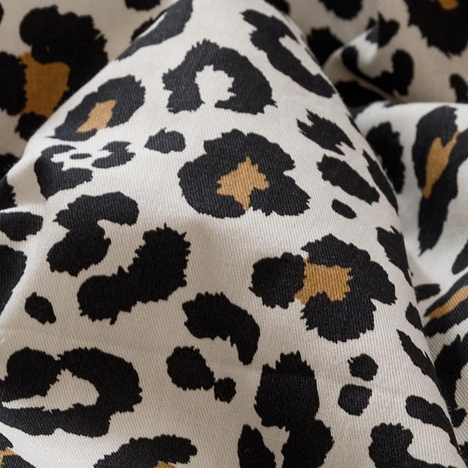 CLOTHKNOW Black Cheetah Print Queen Size Comforter Sets 3Pcs Animal Leopard Bedding Comforter Sets Soft Black Brown Bedding Sets with 2 x Pillowcases Queen Size