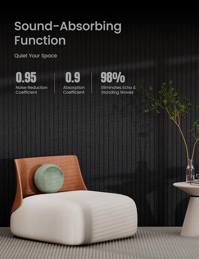 Bumusty Large Cork Board Alternative-47 x35 Felt Bulletin Board Tiles, with 30 Pushpins, 70 Adhesive Tabs, 12-Pack Slat Wall Paneling, Cork Boards for Office Push Pin Board Felt Board-Black