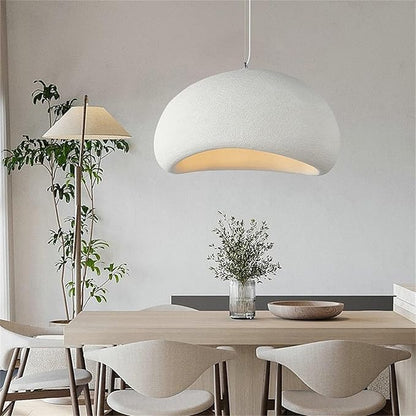 JAYMP 50cm Wabi Sabi Pendant Light for Dining Room Kitchen Island Hallway Restaurant Modern Hanging Lamp E26 Base Japanese Style Bird Nest Shape Lighting Fixture (Matte White, B Shape, 50cm/19.7in)
