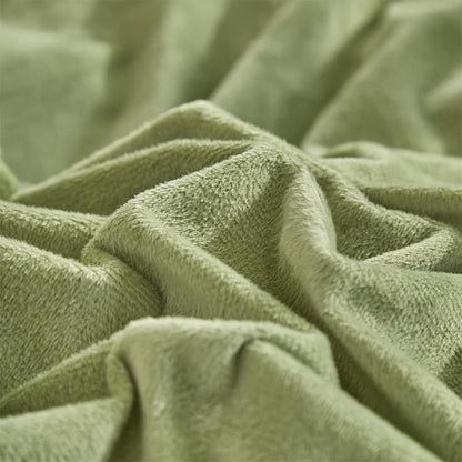 Pureant Sage Green Velvet Comforter Set King Size Light Green Fluffy Bedding Comforter Women Men Solid Green Flannel Quilt Grass Green Comforters Micromink Sherpa Fuzzy Warm Bed Plush Bedding Soft