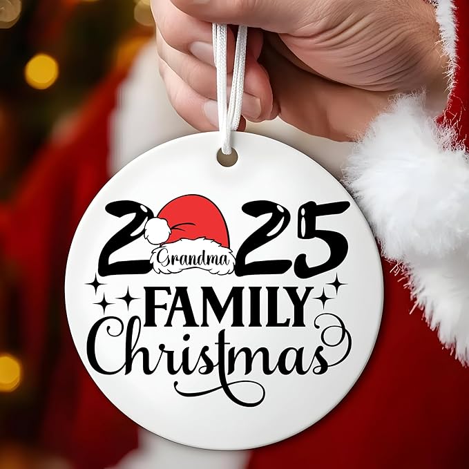 Custom Christmas Family 2025 Ornaments, Ceramic Ornaments for Family Xmas 2025, Personalized Christmas Ornament
