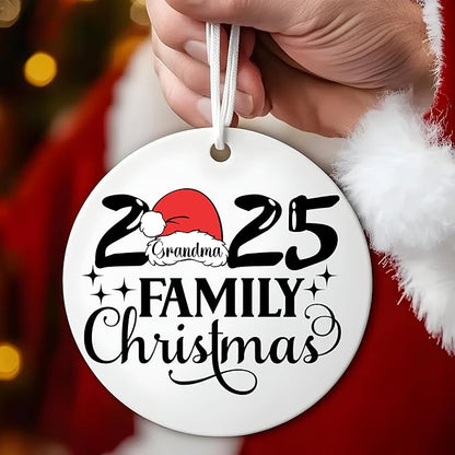 Custom Christmas Family 2025 Ornaments, Ceramic Ornaments for Family Xmas 2025, Personalized Christmas Ornament
