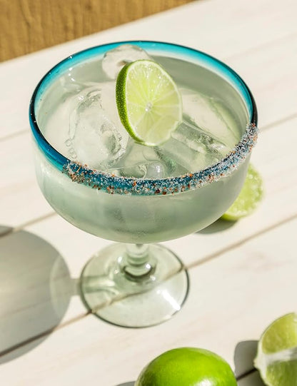 16 oz Hand Blown Mexican Margarita Glasses Set of 4 - Assorted colors