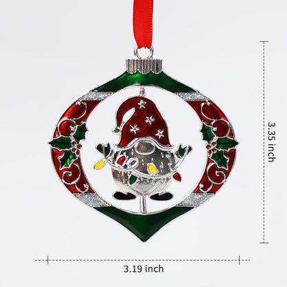 Christmas Ornaments 2025 Keepsake Xmas Tree Decorations with Gift Box Rotation Pendant DIY Hanging Craft Collectibles for Indoor Home Party (Gnome)