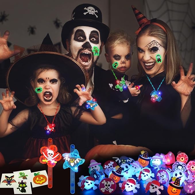 Halloween Party Favors for Kids, 100 Pack Glow in the Dark Toys Halloween Toys Bulk for Halloween Party School Classroom Prizes Goodie Bags Trick or Treats Gifts