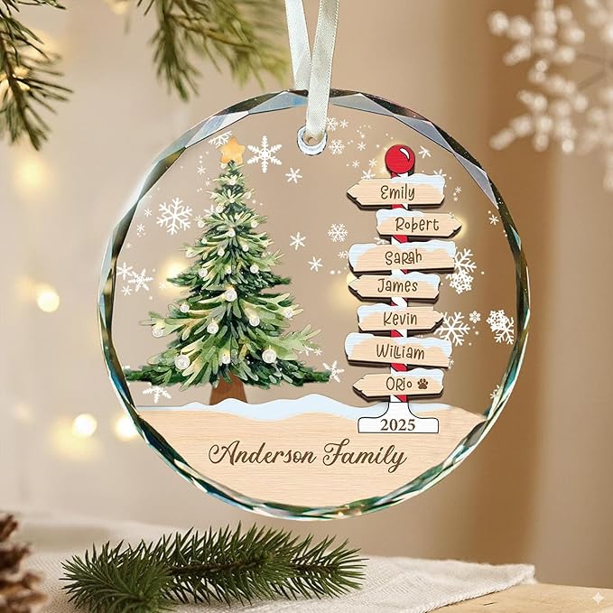 Shaant Personalized Christmas Glass Ornaments 2025, Family Name Christmas Tree Ornaments, Christmas Tree Ornament Family Names 2025, Holiday Keepsake