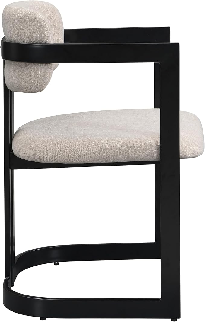 Christopher Knight Home Auber Modern Upholstered Dining Chair Set of 2, Fabric Upholstery Dining Set with Metal Frame, Comfy Side Chair for Living Room, Beige+Black