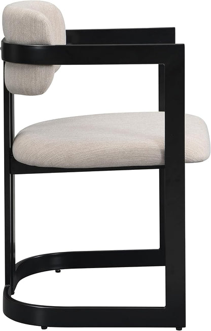 Christopher Knight Home Auber Modern Upholstered Dining Chair Set of 2, Fabric Upholstery Dining Set with Metal Frame, Comfy Side Chair for Living Room, Beige+Black