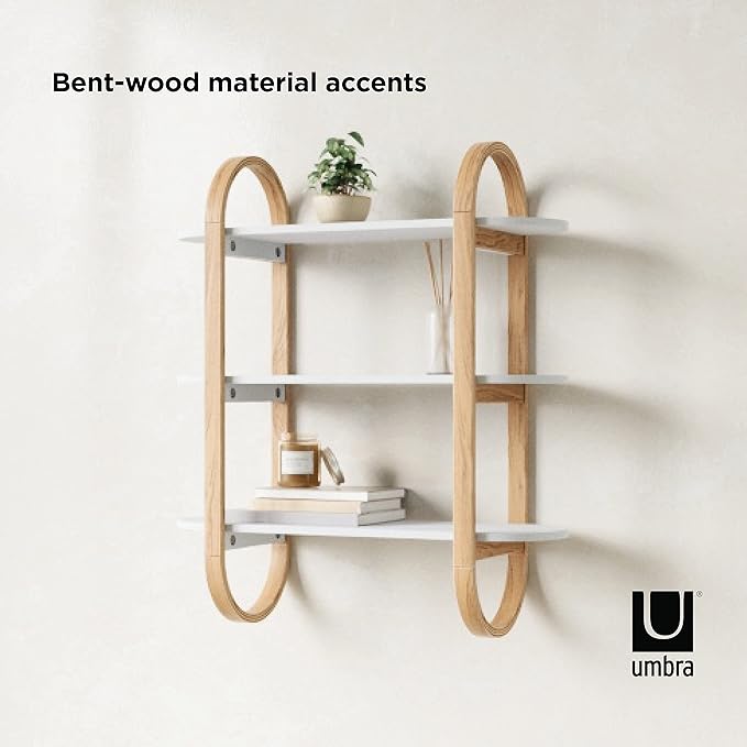 Umbra Bellwood Wall Shelf White/Natural, W65×D24×H75cm