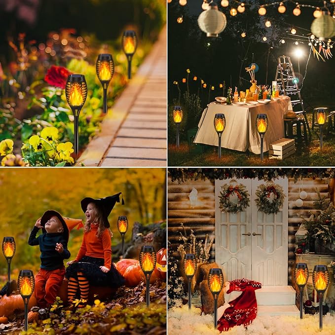 MIUSIKIT 16Pack Outdoor Solar Lights for Yard, Solar Flame Lights for Outside Christmas Decorations, Christmas Light Outdoor Waterproof, Luces Solares para Exteriores for Outdoor Lighting Art