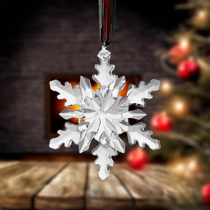 2025 Annual Edition Ornament,Christmas Ornaments,Christmas Tree Ornaments Crystal Sun Catcher Home Hanging Decor(2025-Clear)
