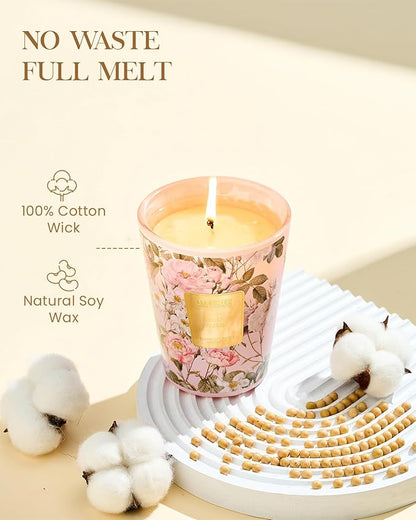M&SENSE Rose Amber Scented Natural Soy Wax Candle, 14.1oz 60 Hours Long Lasting Slow Burning Candles for Home Decor, Aromatherapy Candle for Stress Relief
