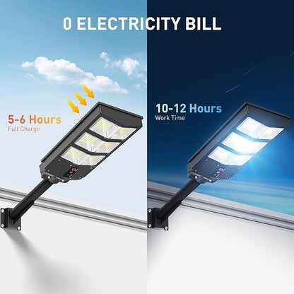 Solar Lights Outdoor - Wide Angle 6500K Solar Street Lights Outdoor Motion Sensor, Street Light IP66 Waterproof, Parking Lot Light Dusk to Dawn with Remote Control (2Pack)