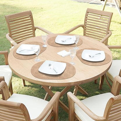 ADRIMER Placemats, Heat Resistant Oval Placemats Set of 8 Washable 12 x 17 Inch, Waterproof Table Placemats Set of 8, Wipeable Faux Leather Placemats for Kitchen, Dining Room, Apricot