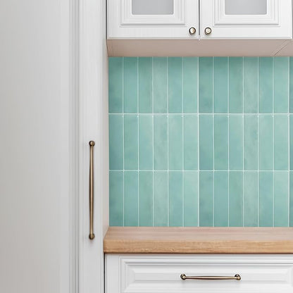 5 Pack Peel and Stick Backsplash Subway Tiles, Extra Thick 3D Wall Panels, Heat & Water Resistant, Easy DIY Kitchen, Bathroom, Laundry, Fireplace & Rental Home Wall Décor (12 x 12 in), Mint