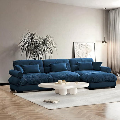 SorFlash Sectional Sofas Couches for Living Room, L Shaped Couch Sofa Set, Small Couches for Small Spaces, Apartment with Movable Ottoman, Blue