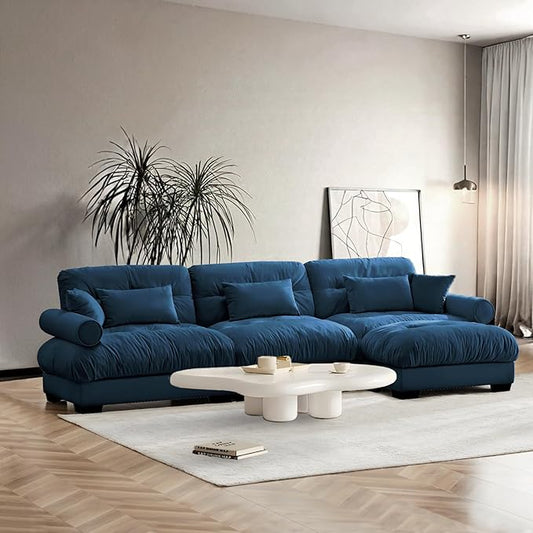 SorFlash Sectional Sofas Couches for Living Room, L Shaped Couch Sofa Set, Small Couches for Small Spaces, Apartment with Movable Ottoman, Blue