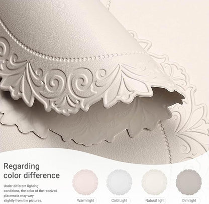 Noctiflorous Round Faux Leather 15 Inch Placemats Set of 4 Waterproof Wipeable Heat Resistant Tablemat for Dining Table Kitchen Non Slip Washable Oilproof Table Place Mat for Indoor Outdoor(Beige, 4)