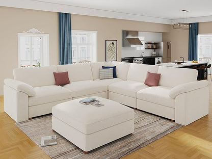 EASE MOOSE Modular Sectional Couch,Chenille Large L Shape Sectional Sofa Modern Luxury Deep seat Modular Sofa Removable and Washable,White
