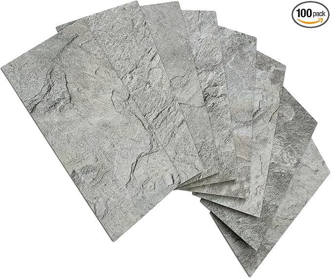 AULIGET 3" x 6" Subway Tile Peel and Stick Backsplash, Thick PVC Stick on Wall Tiles (100, Dark Slate)