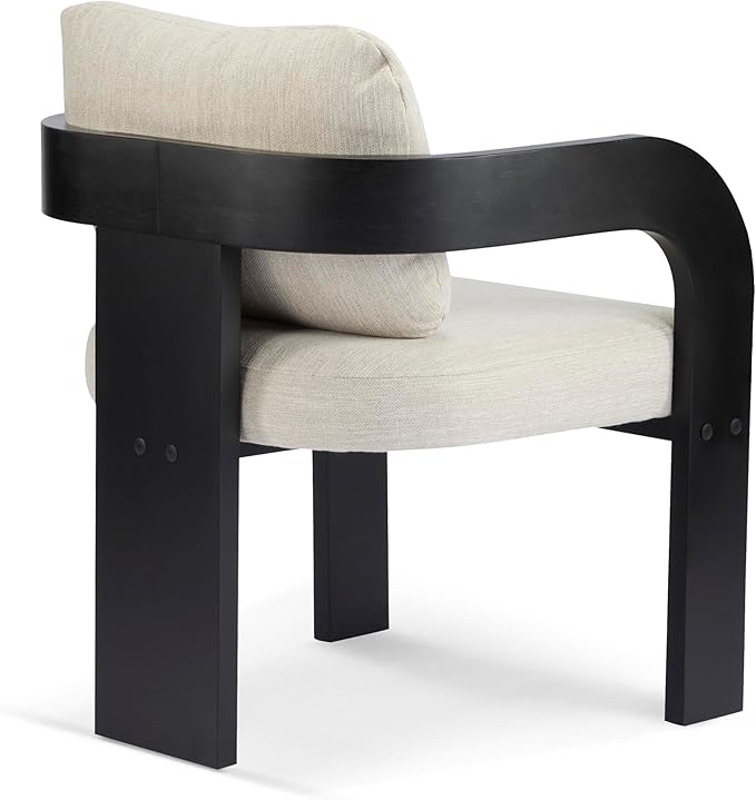 Christopher Knight Home Yorick Modern Dining Chair Set of 2 with Cushion, Solid Wood Dining Room Set, Curved Backrest Kitchen Side Chair, Living Room Comfy Extra Seat, Black+Beige