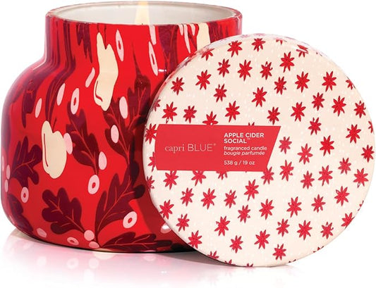 Capri Blue Apple Cider Social Scented Candle - Pattern Play Signature Holiday Candle - Soy Wax Blend Luxury Candles - Long Lasting Candles - Fall Decor (19 oz)