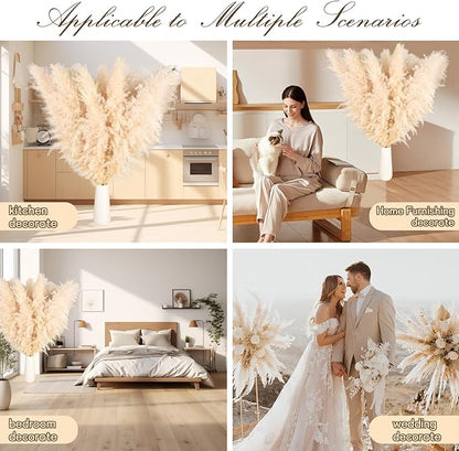 40" 33PCS Dried Pampas Grass Decor Tall,Large Natural Beige pompas Grass Tall Pampas Grass for Floor Vase,Wedding Decoration,Party,Farmhouse,Boho Home Decor,and Creating a Bohemian Ambiance