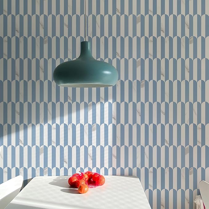 Vamos Tile Peel and Stick Backsplash Seamless Tile,10-Sheets Stick on Backsplash for Kitchen and Bathroom,Light Blue and Statury White PVC Self Adhesive Mosaic Tiles