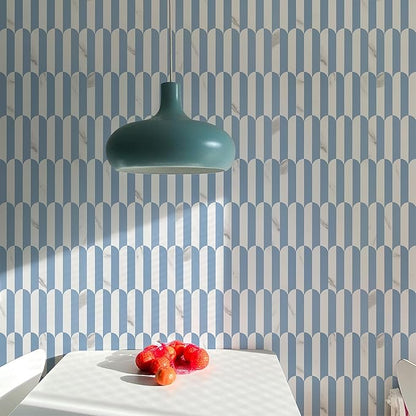 Vamos Tile Peel and Stick Backsplash Seamless Tile,10-Sheets Stick on Backsplash for Kitchen and Bathroom,Light Blue and Statury White PVC Self Adhesive Mosaic Tiles