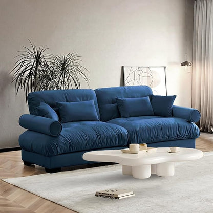 SoarFlash Modern Living Room Velvet Recliner Sofa, Loveseat Sofa for Apartment, Storage Sofa with Solid Wood Frame, Easy to Install (93.7inch, Blue)