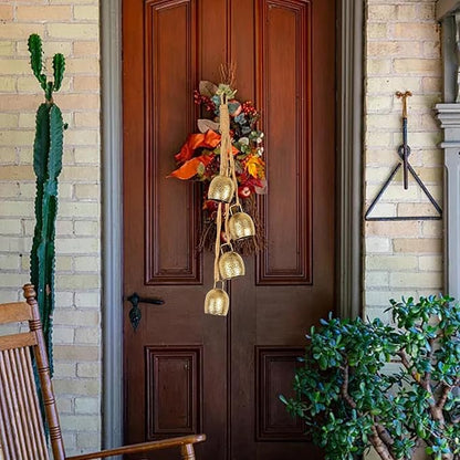 Styleonme Christmas Decoration Bells, Jute Rope Metal Decorative Cow Bells, Christmas Bells for Decoration, Brass Vintage Handmade Country-Style, 2025 Christmas Ornament