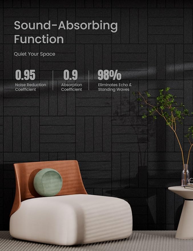 Bumusty Large Cork Board Alternative-36 x24 Felt Bulletin Board Tiles, with 30 Pushpins, 40 Adhesive Tabs, 6-Pack Slat Wall Paneling, Cork Boards for Office Push Pin Board Felt Board-Black