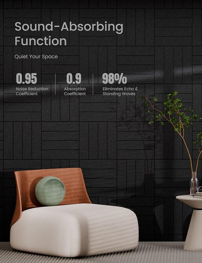 Bumusty Large Cork Board Alternative-47 x35 Felt Bulletin Board Tiles, with 30 Pushpins, 70 Adhesive Tabs, 12-Pack Slat Wall Paneling, Cork Boards for Office Push Pin Board Felt Board-Black