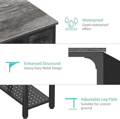 Lufeiya Computer Desk with Fabric Drawers, 40 Inch Gaming Desk for Small Space Home Office, Modern Simple Study Writing Table PC Desks for Bedroom, Gray