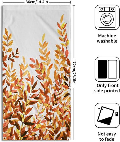 Orange Eucalyptus Hand Towels Set of 2 Fall Leaves Botanical Plant Decorative Soft Absorbent Kitchen