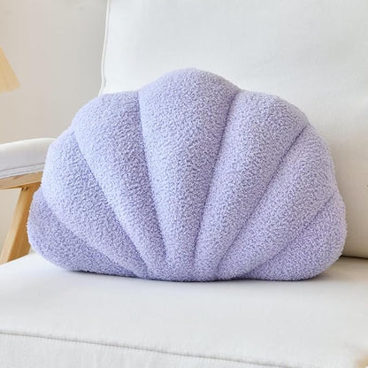 Seashell Throw Pillows, Shell Shaped Throw Pillows, 18 Inch Soft Home Decorative Pillow Plush Cushion for Bed Couch Living Room Decor Accent Throw Pillow (Lavender 18Inch)