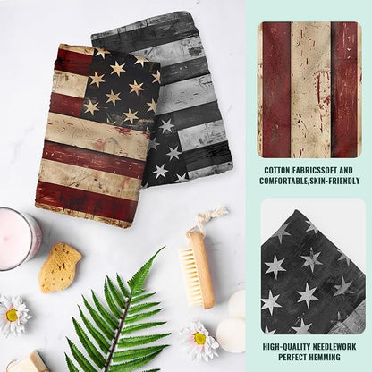 American Flag Kitchen Dish Towels Cross USA Flag Hand Tea Towels American Flag