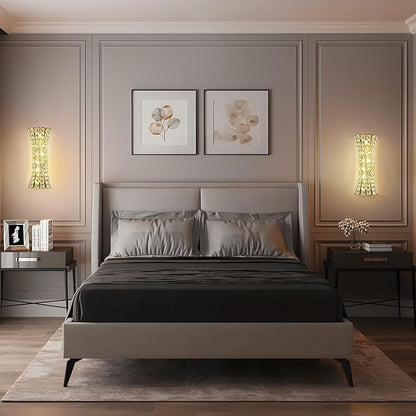Crystal Wall Sconces,Modern Wall Light Fixtures,Luxury Indoor Gold Wall Lamp for Living Room Bedroom Bathroom Hallway Doorway Stairway,Bedside,Tricolor Vanity Lighting Fixture