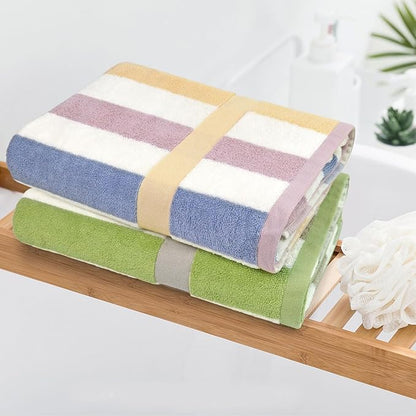 Jacquotha Stripe Shower Towels 2 Pack, Super Absorbent Quick Dry Bathroom Towels for Daily Use, Large Bath Towels