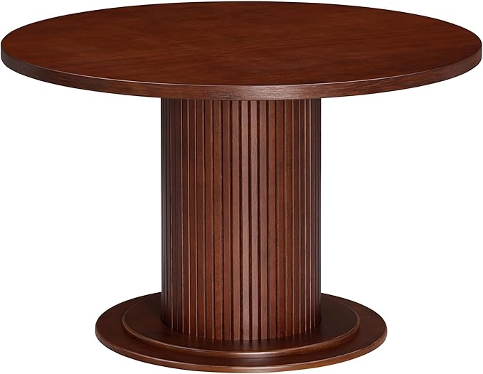 NTC Summit 47 Inch Modern Design, Round Dinner Table for Dining Room, Living Room Furniture, Effortless Assembly, Dark Walnut